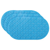 Kuber Industries Bath Mat | PVC Bathroom Mat | Shower Bath Mat | Floor Tub Mat | Bathroom Oval Mud Mat | Anti-Skid Shower Bathroom Mat | Q-02A |Pack of 3| Dark Blue